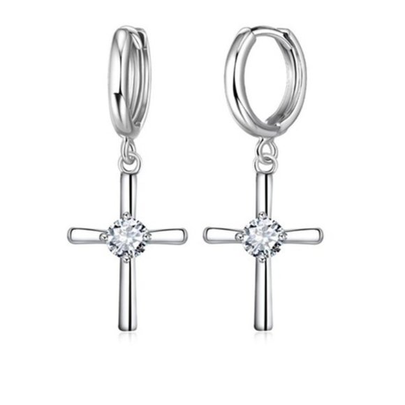 ❤️ NEW 💎 Luxury Cross Women Earrings And Necklace 925 Sterling Silver Set - Picture 3 of 4